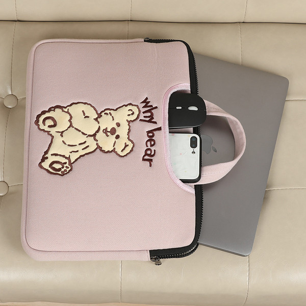 Táska 15,6 hüvelykes laptophoz, rövid fogantyúval és hímzéssel