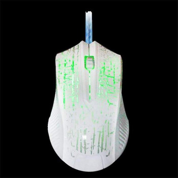 Бяла мишка с LED светлини и кабел 