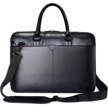 Многофункционална черна чанта за лаптоп от еко кожа