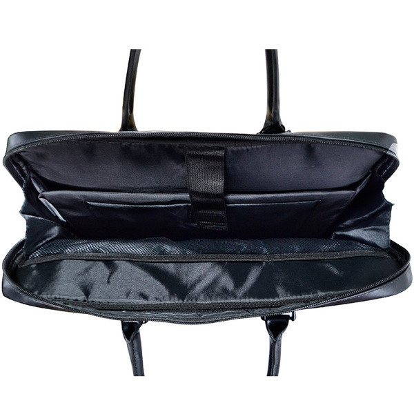 Multifunkcionalna crna torba za laptop od eko kože