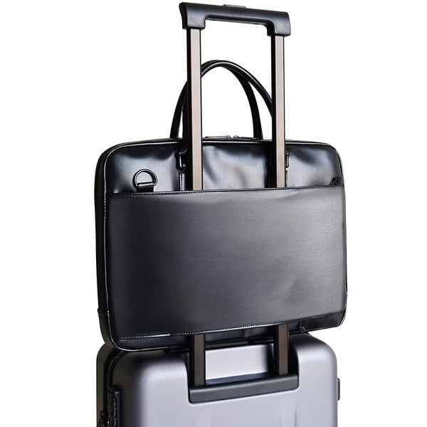 Multifunkcionalna crna torba za laptop od eko kože