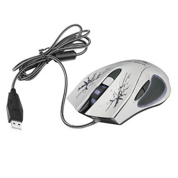 Λευκό οπτικό ποντίκι με καλώδιο USB και φώτα LED