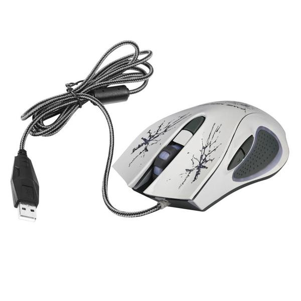 Бяла оптична мишка с USB кабел и LED светлини