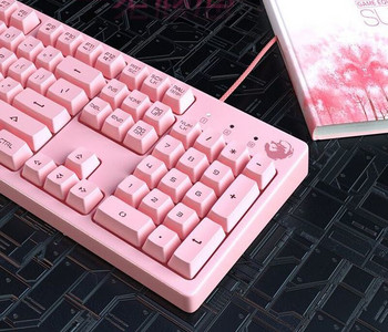 Розова клавиатура с кабел модел G1