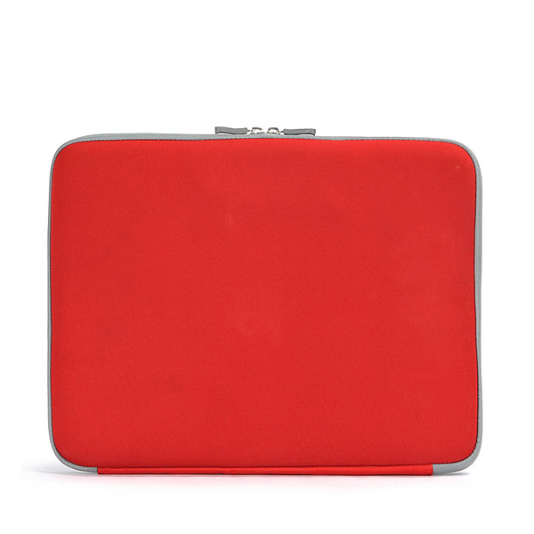 Punane lühikese käepideme ja aplikatsiooniga kott 14-tollisele sülearvutile