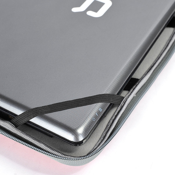 Punane lühikese käepideme ja aplikatsiooniga kott 14-tollisele sülearvutile