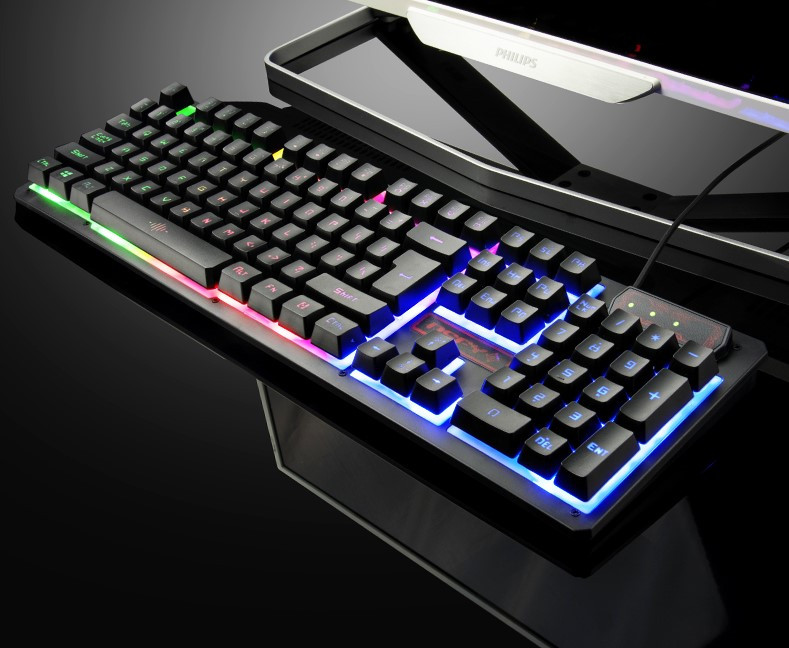 USB klaviatūra su LED lemputėmis ir 104 klavišais