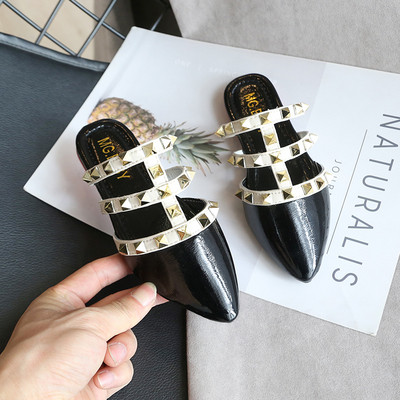 Stilīgas bērnu čības meitenēm smails modelis ar metāla cilpiņām