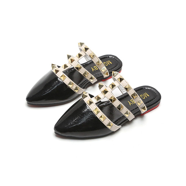 Stilīgas bērnu čības meitenēm smails modelis ar metāla cilpiņām