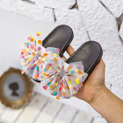 Alkalmi gyerekpapucs lányoknak színes szalaggal