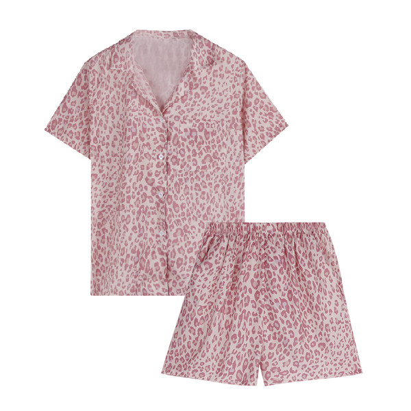 Leopardimustriga kaheosaline naiste suvine pidžaama
