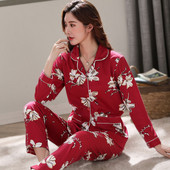 Lilletrükiga kevad-sügis naiste pidžaamad