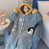 Uue mudeli naiste talvepidžaamad - kapuutsiga hommikumantli tüüp