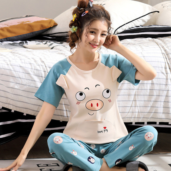 Női tavaszi-őszi pizsama rátéttel