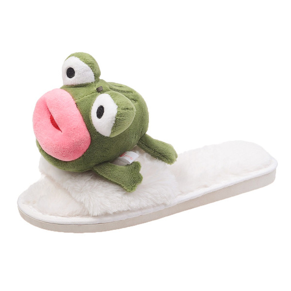 Plüss női papucs 3D békával