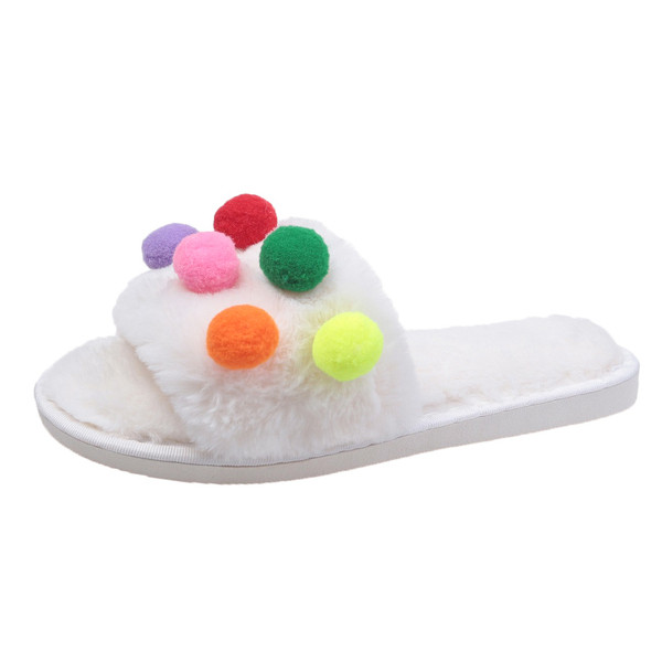 Plüss női papucs pomponokkal