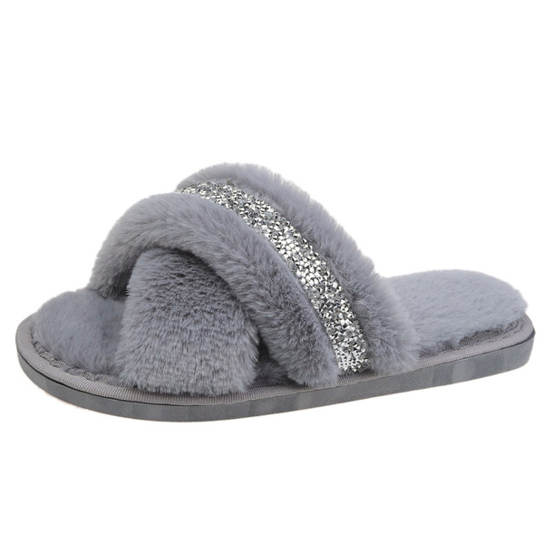 Plüss női papucs kövekkel