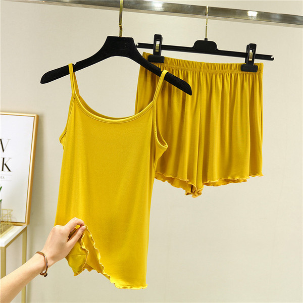 Dviejų dalių moteriška pižama plonais petnešėlėmis