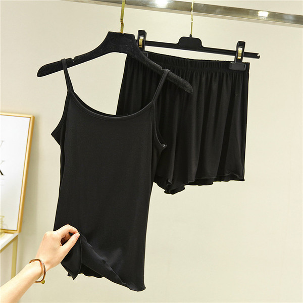 Dviejų dalių moteriška pižama plonais petnešėlėmis