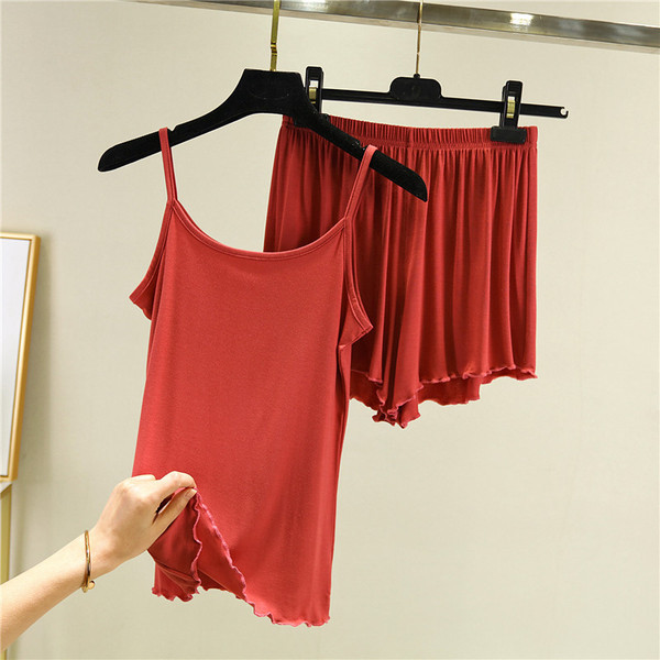 Dviejų dalių moteriška pižama plonais petnešėlėmis