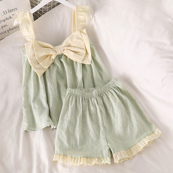 Ženska ljetna pidžama iz dva dijela sa trakom