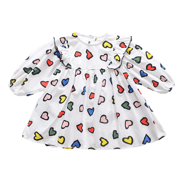Moderna dječja haljina s dugim rukavima i srcima