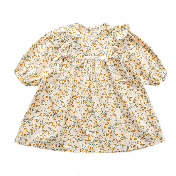 Aktuális gyerekruha virágos motívumokkal, hosszú ujjal