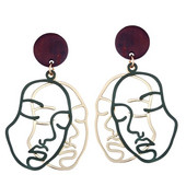Moderne viseće naušnice u obliku lica