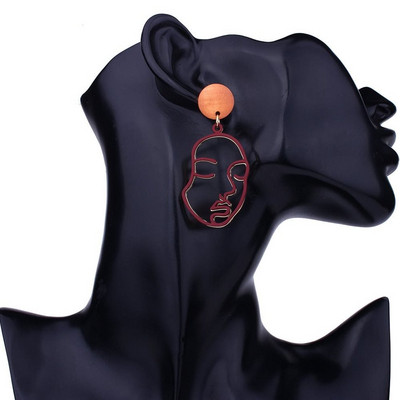 Moderne viseće naušnice u obliku lica