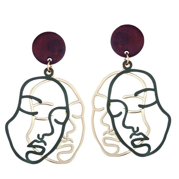 Moderne viseće naušnice u obliku lica