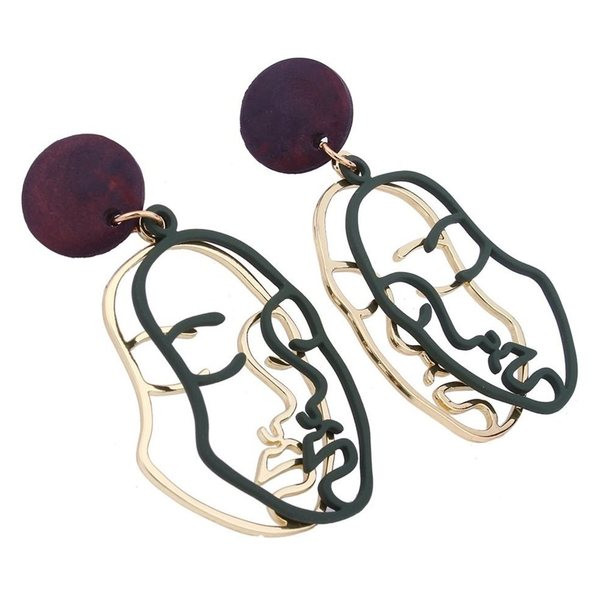 Moderne viseće naušnice u obliku lica