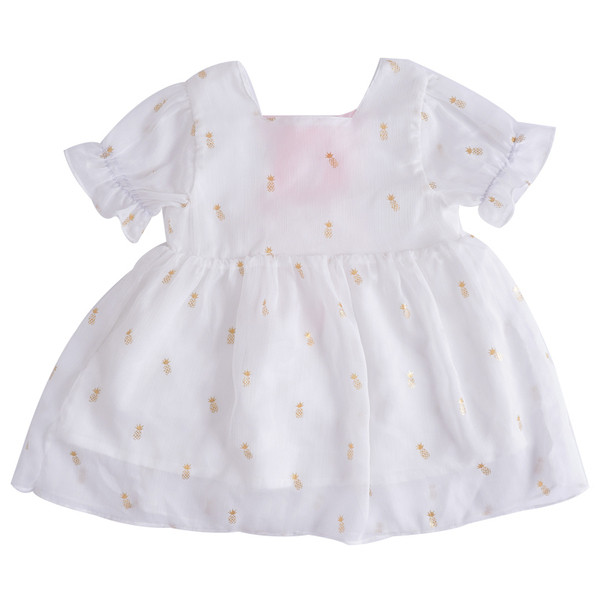 Lühikeste varrukate ja paelaga laste suvekleit