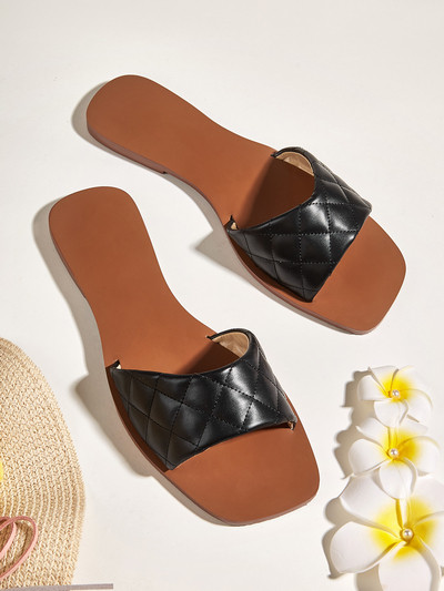 Ležerne ravne papuče s remenom od eko kože