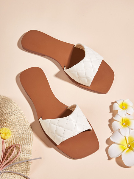 Ležerne ravne papuče s remenom od eko kože