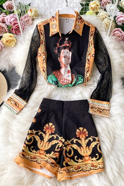 Uue mudeli ajakohane naiste komplekt, mis sisaldab särki ja lühikesi pükse