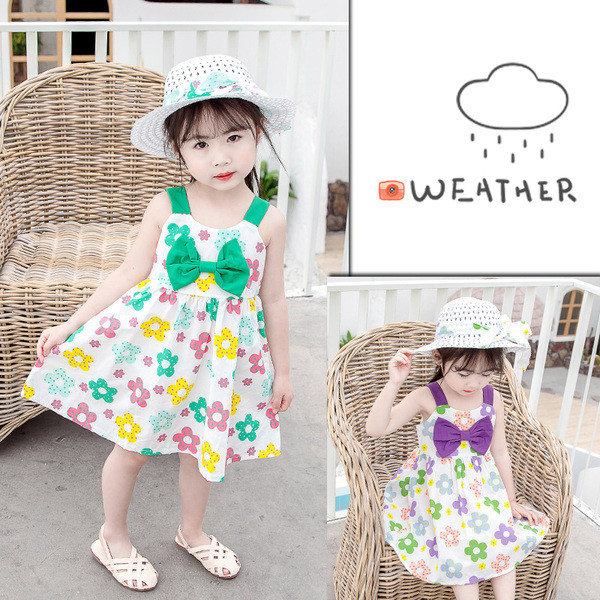 Paela ja lillemotiividega laste suvekleit