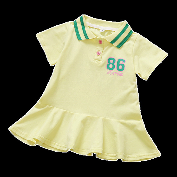 Sportiska ikdienas bērnu kleita ar apkakli un īsām piedurknēm