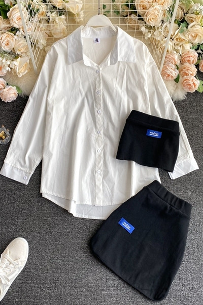 Jelenlegi három részből álló női szett - ing, felső és szoknya