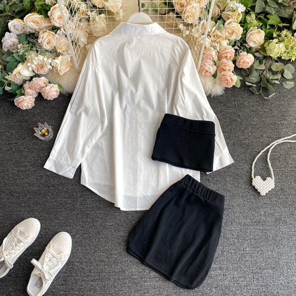 Jelenlegi három részből álló női szett - ing, felső és szoknya