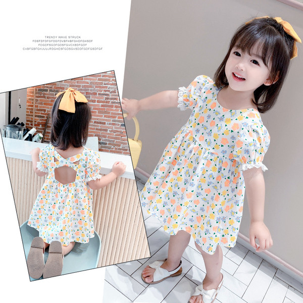 Elegantna dječja haljina s okruglim izrezom i kratkim rukavima