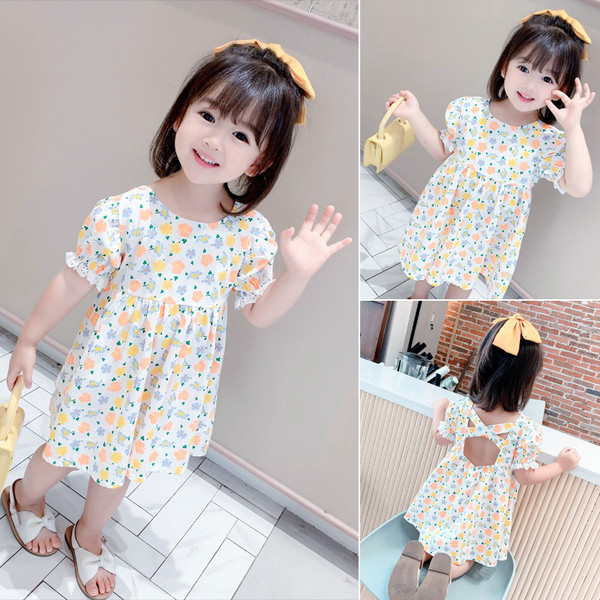 Elegantna dječja haljina s okruglim izrezom i kratkim rukavima