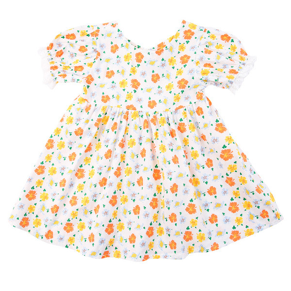 Elegantna dječja haljina s okruglim izrezom i kratkim rukavima