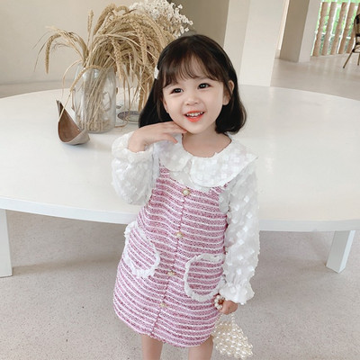 Moderna dječja haljina s dugim rukavima i gumbima