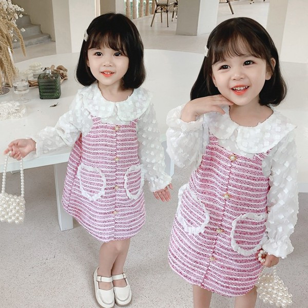 Moderna dječja haljina s dugim rukavima i gumbima