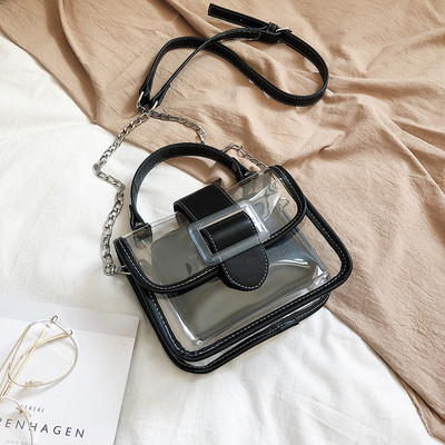 Átlátszó női táska rövid és hosszú füllel