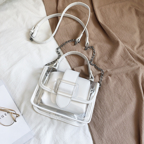 Átlátszó női táska rövid és hosszú füllel