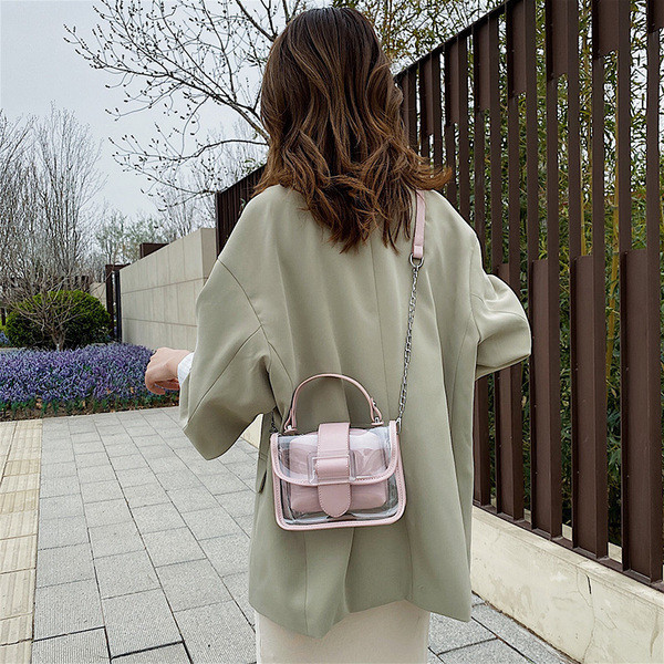 Átlátszó női táska rövid és hosszú füllel