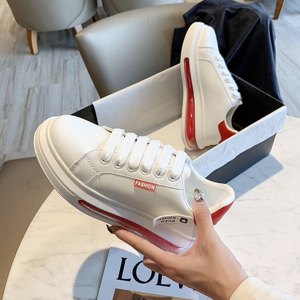 Női öko bőr tornacipő légkamrával és fűzővel