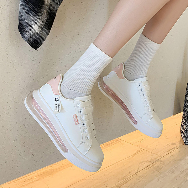 Női öko bőr tornacipő légkamrával és fűzővel