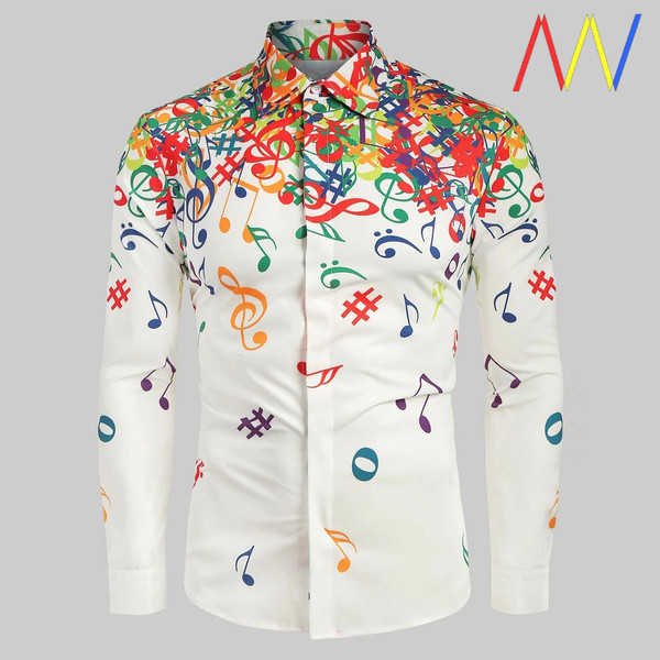 Modern férfi ing színes mintával